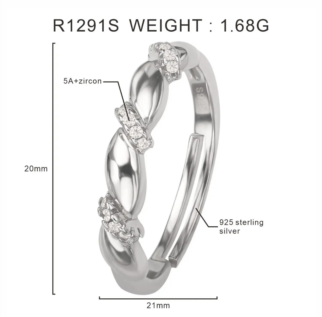 Ensemble bague boucles en argent  - Vue détaillée 5