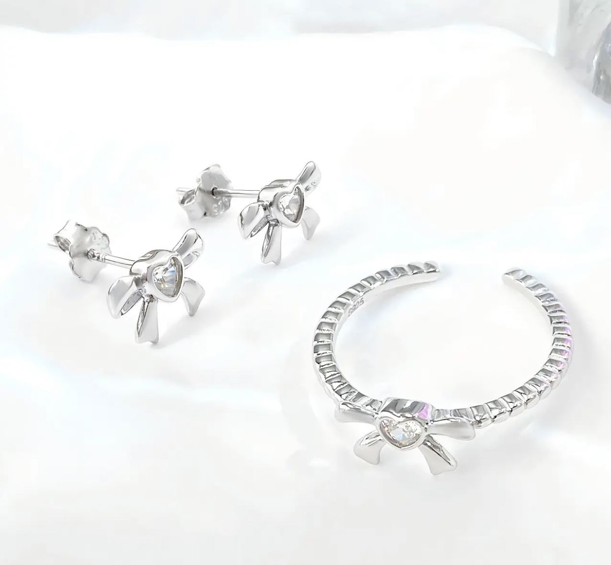 Ensemble boucles bague en argent  - Vue détaillée 1