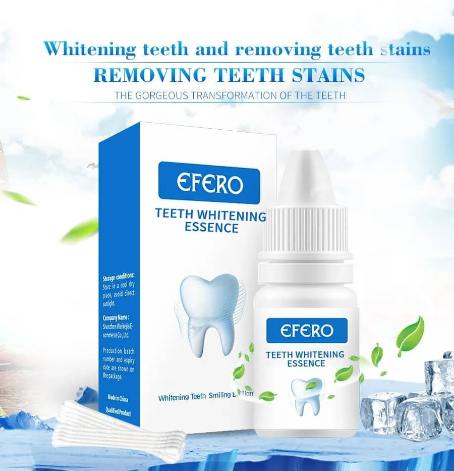 Prix : 8000F/✨ Obtenez un sourire éclatant avec EFERO Teeth Whitening Essence ! ✨  Vous rêvez de dents blanches et lumineuses ? Grâce à sa formule puissante, EFERO élimine les taches tenaces et ravive la blancheur naturelle de vos dents en quelques applic - Vue détaillée 5