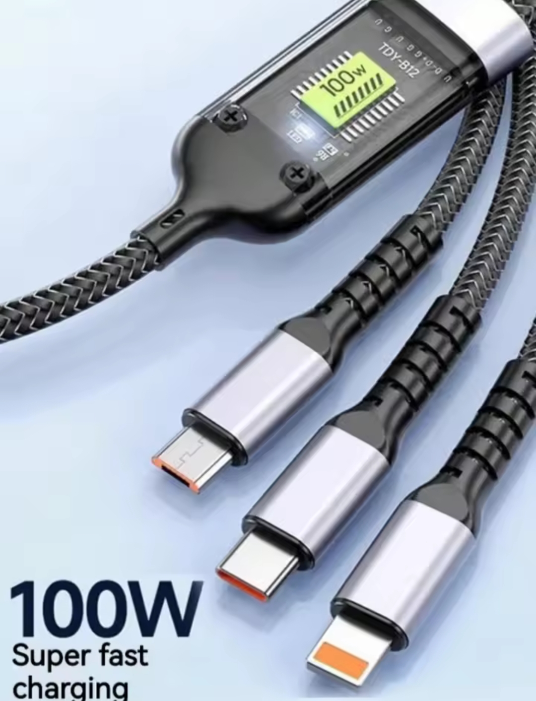CÂBLE De CHARGE Rapide 3-en-1 – 100W - Vue détaillée 1