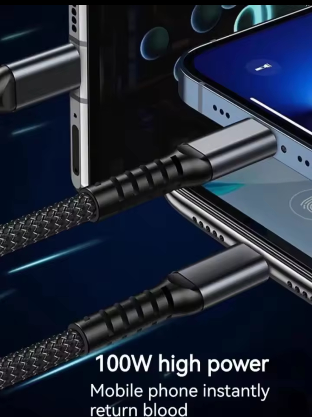 CÂBLE De CHARGE Rapide 3-en-1 – 100W - Vue détaillée 3