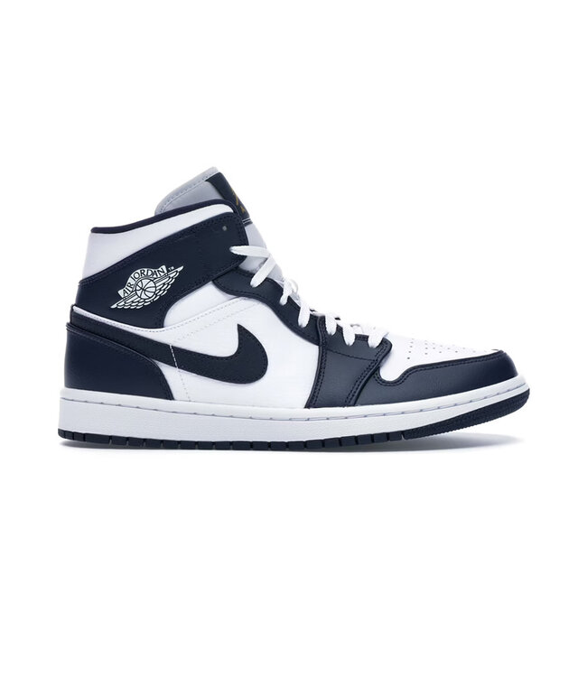 Jordan 1 Mid White Metallic Gold Obsidian (GS) - Vue détaillée 1